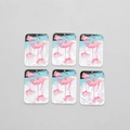 Détail de six pendentifs flamants roses en acrylique rectangulaires avec trous de suspension - Pendentif Flamant Rose (F594)