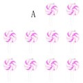 Pink and white resin rainbow lollipop charms for DIY jewelry making 10-piece set - Pink and White Spiral Style (F402-2)