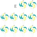 Blue, yellow and white spiral resin lollipop charms with metal loops in 10-piece set E - Blue Green and Yellow Spiral Style (F402-2)