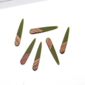 Detailed view of six DIY wood and green resin drop pendants for earring necklace making - Green Water Drop