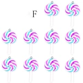 Set of 10 resin rainbow lollipop pendants with pink and blue spiral design for DIY crafts - Pink Blue and White Spiral Style (F402-2)