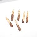 Close-up of teardrop resin wood charms with gold foil flakes for DIY jewelry making - Gold Foil Water Drop