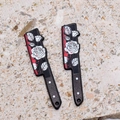 Detail of acrylic Halloween dagger charms with rose pattern and red splatter design - Small Rose Rectangular Blade Shape (9 Small Rose Rectangular Blades)
