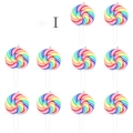 Rainbow spiral resin lollipop charms with silver hanging loops for DIY jewelry making - Multicolor Spiral Rainbow Style (F402-2)