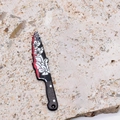 Detailed view of bloody acrylic chef knife pendant with floral patterns for DIY jewelry - Three-Flower Pointed Cutter Shape (7 Three-Flower)