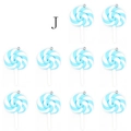 Bulk set of blue and white swirl resin lollipop charms with silver metal rings for DIY - Blue and White Spiral Style (F402-2)