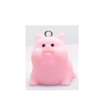 Cute pink 3D yoga pig resin pendant with silver keychain ring for DIY accessories - Sitting Pig (F599)