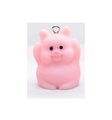 Cute pink 3D yoga pig resin pendant charm with silver metal ring for DIY keychains - Pig Holding Head (F599)