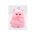 Cute pink resin yoga pig pendant with matte finish and silver metal ring accessory - Pig Covering Mouth (F599)