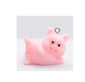 Cute pink resin yoga pig charm with silver ring for DIY jewelry and keychains - Side-lying Pig (F599)
