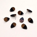 Macro view of teardrop wood and black resin拼接 earrings on a white background - Black Teardrop