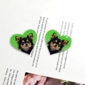 Acryl hartvormige hanger met Chihuahua print en gaatje voor DIY-sieraden maken - Groene Hond