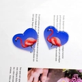 Acryl hartvormige hanger met flamingopatroon voor DIY-sieraden zoals kettingen - Flamingo