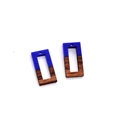 Detail of blue resin and natural wood geometric rectangular pendant for DIY jewelry - Dark Blue Hollow Rectangular