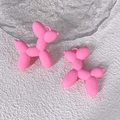 Ciondoli a forma di cane palloncino rosa opaco con anelli per gioielli fai-da-te e portachiavi - Rosa Rosso Opaco