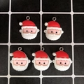 Lot de 5 breloques Père Noël en résine avec anneaux en métal pour bijoux DIY et artisanat - Père Noël Avec Oreilles