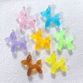 Set of seven colorful translucent resin balloon dog charms for DIY jewelry and keychains - Multicolor