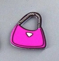 Vibrant rose pink hobo bag shaped acrylic pendant with chain handle and triangle icon - Top Handle Bag