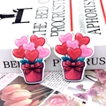 Cartoon heart flower pot wooden pendants with red bow for DIY jewelry making - Heart Flower Pot Style (16)