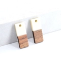 Minimalistischer rechteckiger Anhänger aus Harz und Holz für DIY-Schmuck Ohrringe - Weißes Rechteck