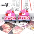 Romantic Love and Be Mine car themed wooden heart pendants for Valentine decorations - Pink Vintage Heart Truck (11)