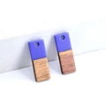 Rectangle purple resin and wood splice charms for DIY earring or necklace making - Dark Blue Rectangle