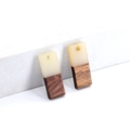 Rectangle pendant with cream resin and dark wood grain texture for DIY jewelry - Off-white Rectangle
