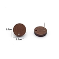 Brown circular wood earring components with silver pins and 1.5cm size dimension - Round