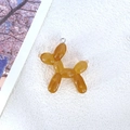 Cute bright yellow translucent balloon dog pendant with glitter for DIY keychains - Brown