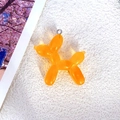 Translucent orange balloon dog pendant with silver ring for DIY jewelry making - Orange