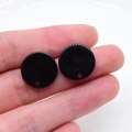 Coppia di orecchini tondi in acrilico nero lucido con fori per gioielli fai da te - Nero Rotondo