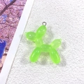 Fluorescent green translucent resin balloon dog pendant with silver ring for DIY projects - Green