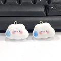 Cute white cloud resin pendants with droplet and cartoon face for DIY jewelry making - W273 / White