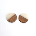 Circular pendant featuring cream resin and dark walnut wood texture with pre-drilled hole - Cream Round Patchwork Style (C197)