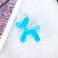 Blue semi-transparent resin balloon dog pendant with metal ring for DIY jewelry making - Blue