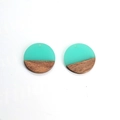 Ronde mintgroene hars en hout hangers voor het maken van DIY-sieraden en oorbellen - Groene Ronde Patchwork Stijl (C197)