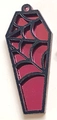 Gothic coffin pendant in black and magenta with spiderweb pattern for DIY jewelry - Dark Red Spider Web