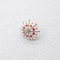 Ciondolo a ombrello in acrilico bianco con motivo a cuore rosso e anello in metallo oro - Ombrello Cuore Rosso Linea Nera