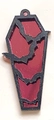 Gothic red acrylic coffin charm with black bat motifs for DIY Halloween jewelry - Dark Red Bat