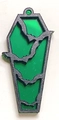 Green acrylic coffin pendant with black bat pattern for Halloween jewelry making - Green Bat