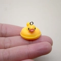 Miniature resin yellow duckling pendant with swim ring and metal loop for DIY jewelry - W20 / Yellow Duck