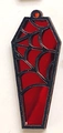 Gothic halloween coffin pendant with red web design for DIY earrings making - Red Spider Web