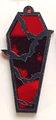 Gothic coffin pendant with red and black bat cutout design for DIY jewelry making - Red Bat
