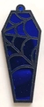 Dark gothic coffin pendant featuring a blue mirror base and black spiderweb overlay - Blue Spider Web