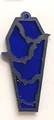 Gothic coffin pendant with bat wings texture in blue and black acrylic for DIY jewelry making - Blue Bat