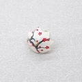Ciondolo a ombrello in acrilico bianco con motivo floreale rosso e anello dorato - Ombrello Di Fiori Di Prugno
