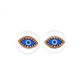 Coppia di cabochon in vetro Evil Eye blu e arancione per accessori gioielli DIY - Malocchio puntinato blu e arancione (8) / Confezione da 10