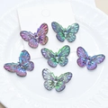Iridescent acrylic butterfly pendants set with vibrant rainbow finish for DIY jewelry crafts - F416 / Multicolor Butterfly