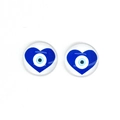Coppia di cabochon in vetro malocchio a cuore blu per gioielli e accessori per capelli - Stile Malocchio Blu a Forma di Cuore (25)