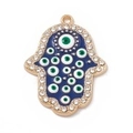 Ciondolo Mano di Fatima dorato con smalto Evil Eye blu e strass scintillanti - Occhio Verde Bianco Oro